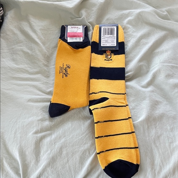 Polo by Ralph Lauren Men's Yellow and Black Rugby Socks 2 pair - Picture 2 of 2